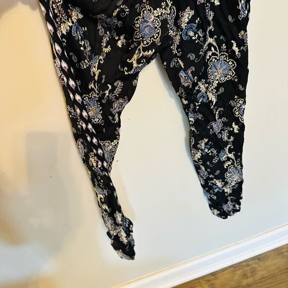 REBECCA TAYLOR Black Navy Floral Paisley Print Silk Blend Jumpsuit Romper Size 6 - Picture 9 of 11